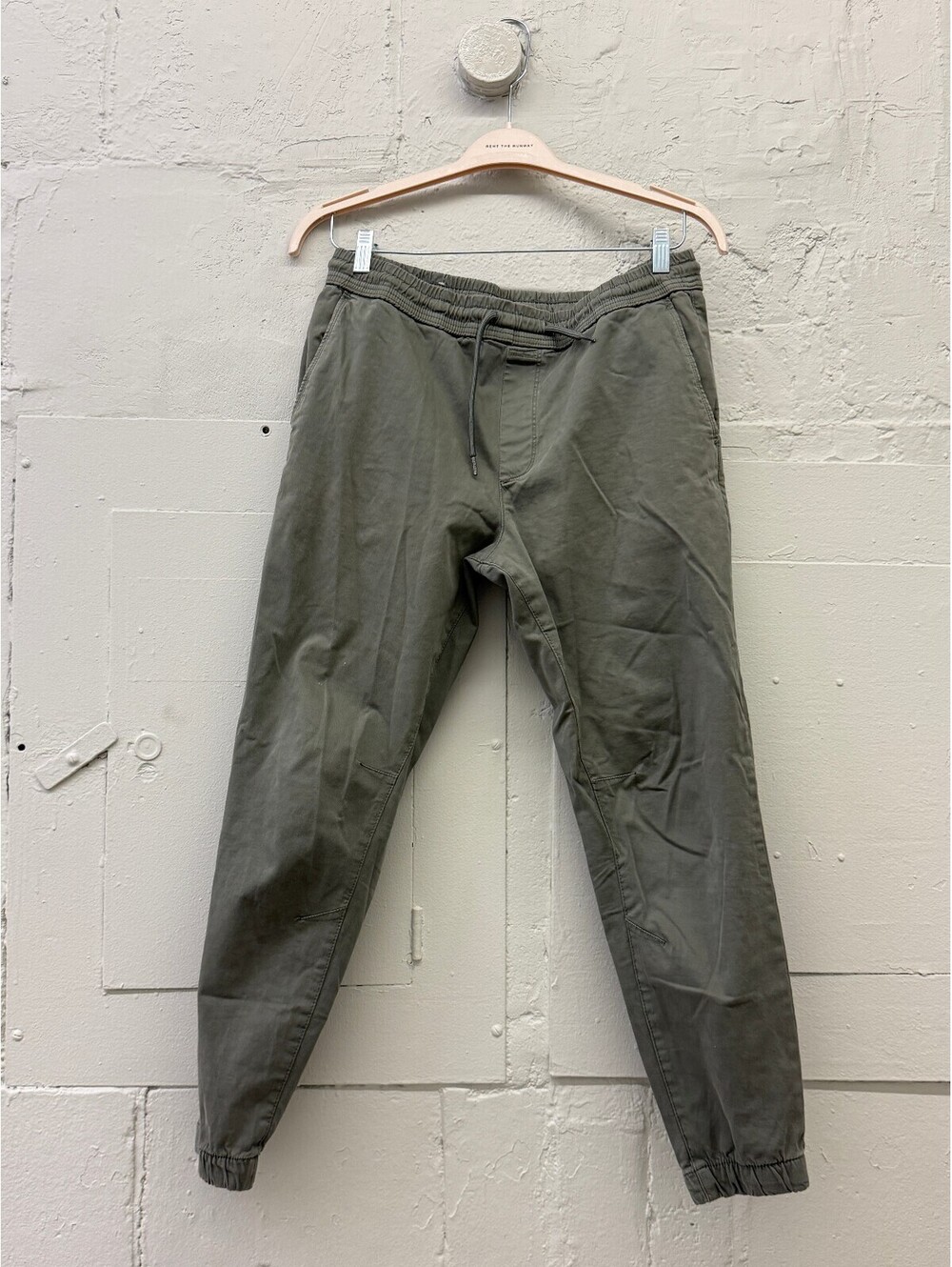 ZARA Men's Olive Green Jogger Pants with elastic waistband and cuffs